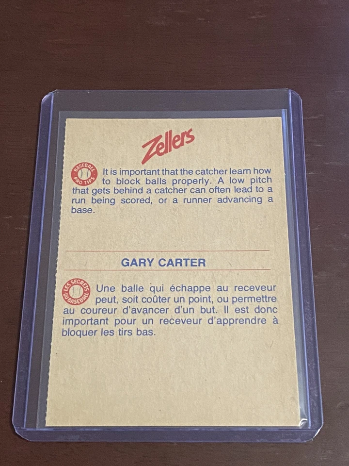 Gary Carter Zellers Baseball Pro Tips 13A - Image 2 of 2