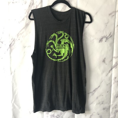 HOUSE OF TPM PLAN & EXECUTE DRAGON CUT OFF T-SHIRT TANK TOP GRAY MENS LARGE