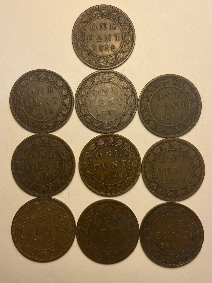 Canada One Cent 1859, 1876-H, 1881-H, 1882-H, 1884, 1886, 1887, 1888 1890-H,1892 - Image 3 of 4