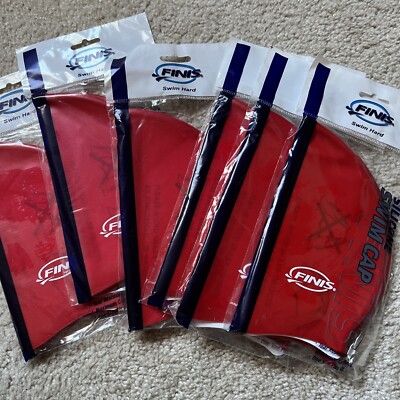 (1) FINIS Red Silicone Swim Cap Versatile Tear-proof Snug Fit One-Size NEW