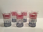 SET OF (6) VINTAGE RED, WHITE, & BLUE "BETSY ROSS" STRIPED TUMBLERS