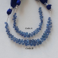4''Strand Natural Burmese Blue Sapphire Faceted Teardrop Briolette 2.5x3 - 4x6Mm