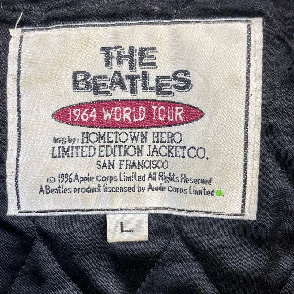 Chaqueta Universitaria De Colección The Beatles World Tour Crew Lana Banda Grande Música Años 90 Foto 3 de 4