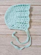 handmade crochet preemie baby hat bonnet aqua blue