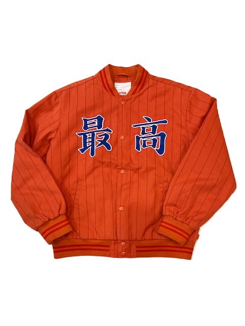Supreme Pinstripe Varsity Jacket Orange S Size 19SS Used Free 