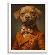 Vintage Puppy Dog In A Suit Print Painting Animal Dog Wall Art Puppy Picture Dog