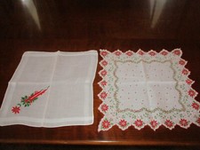 Pair of Christmas theme cotton ladies handkerchiefs 12"x13"
