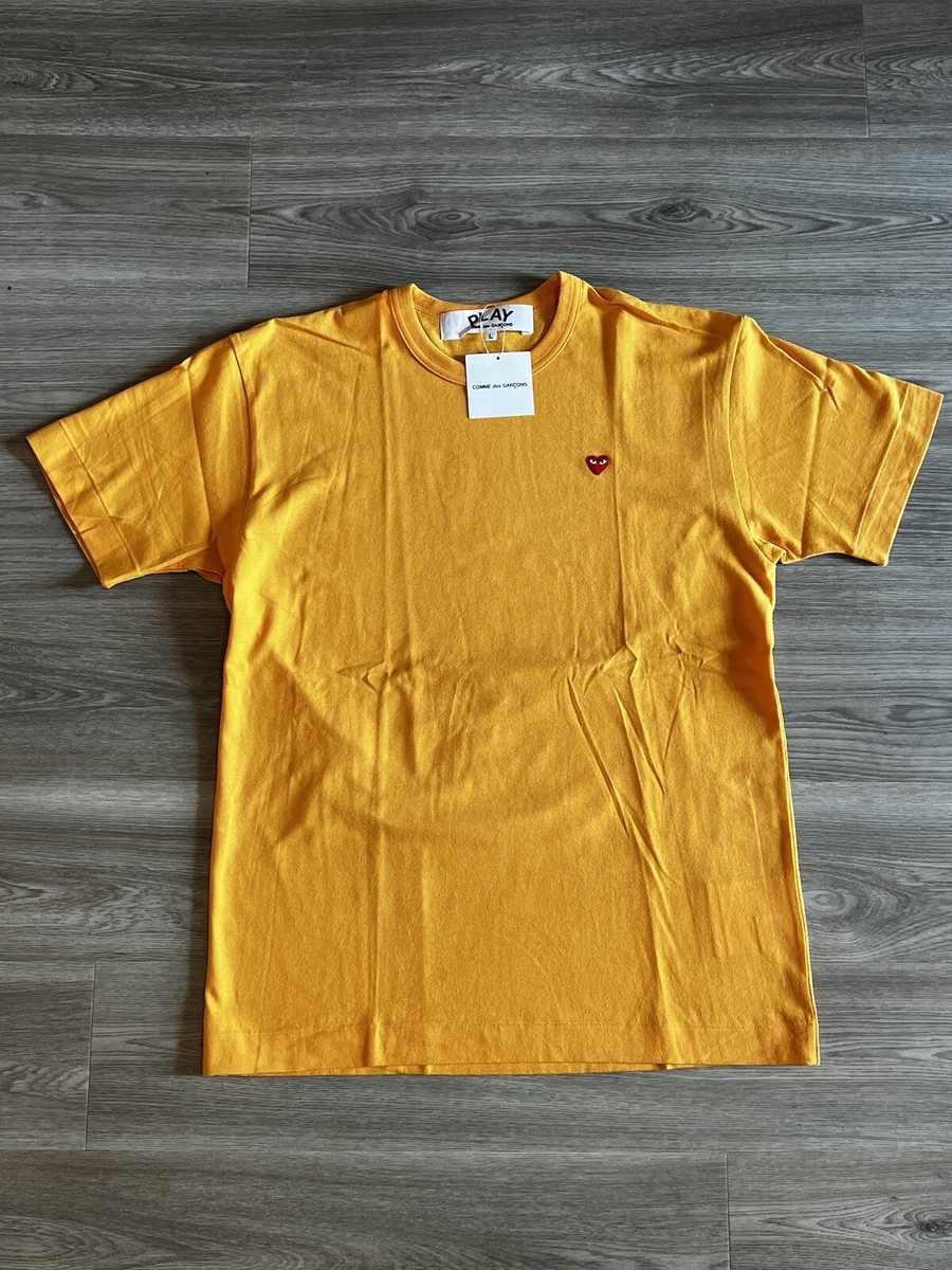 comme des garcons Small Red Heart Tee Shirt Yellow | eBay