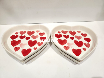 4pc Maxcera Valentines Day Red Hearts Heart Shaped Ceramic