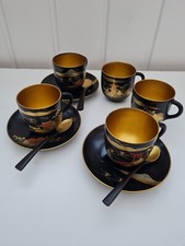 Japanese Lacquerware Incomplete Set Of Cups And Saucers