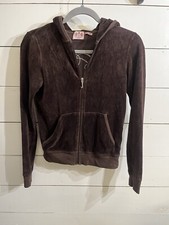 Y2k 90  s Vintage Juicy Couture Hoodie Dark Brown Terry Women  s Medium