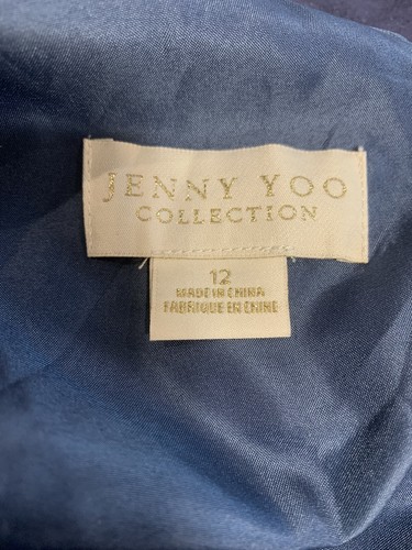 Vestido de Dama de Honor Jenny Yoo Talla 12 Niveles Gasa Cuello Corazón Azul Maxi Usado en Excelente Condición - Imagen 14 de 21