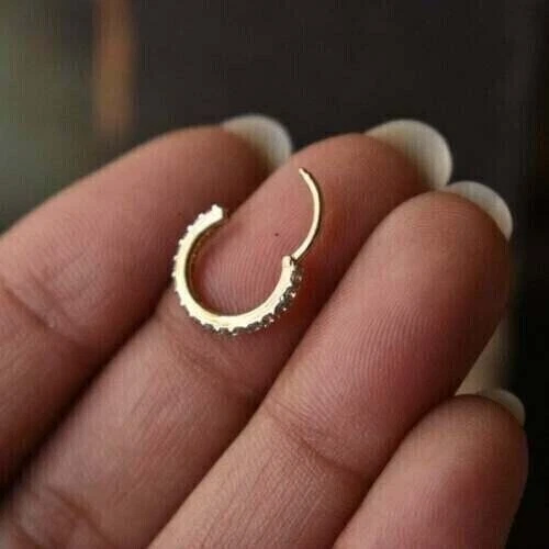 14K Yellow Gold Plated Lab Created Round Diamond Women's Nose Hoop Ring - Image 3 of 4