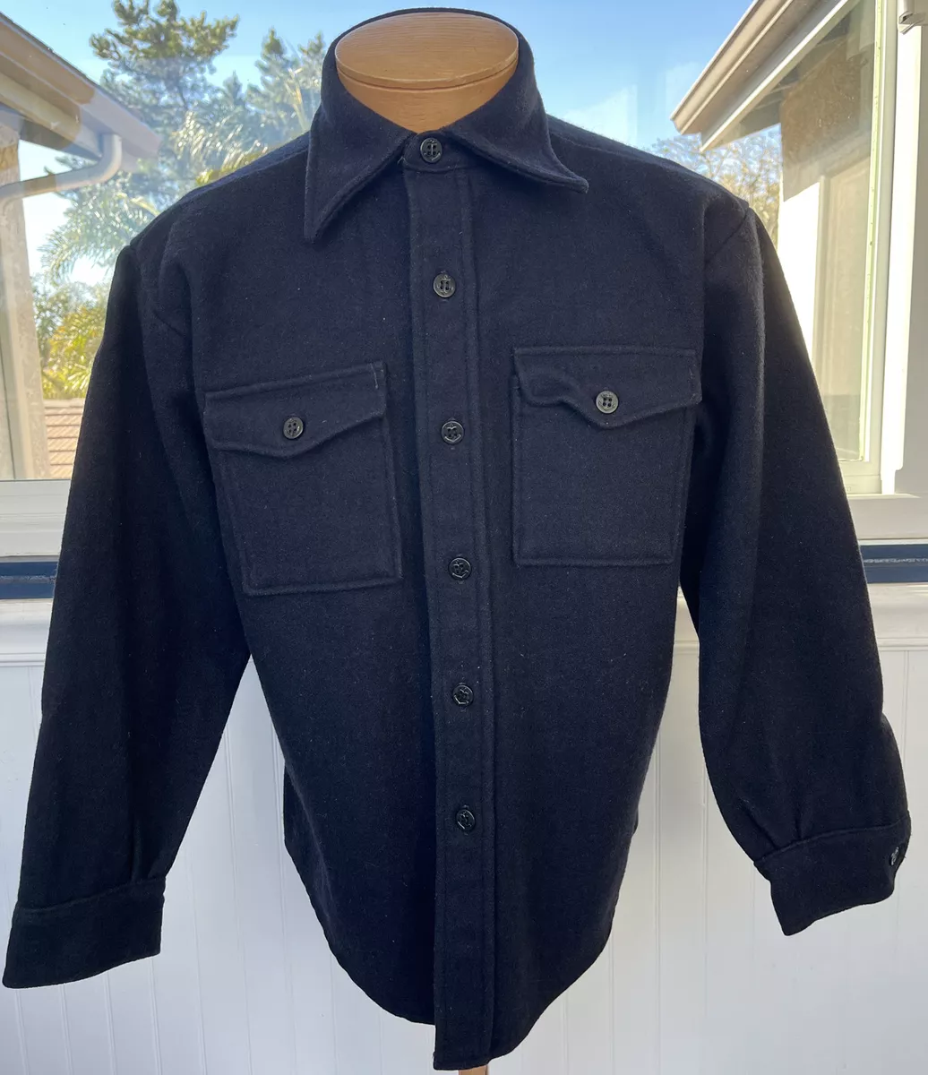 Vintage C.P.O. US Navy Wool Shirt /Jacket Anchor Buttons Size LARGE 15 1/2