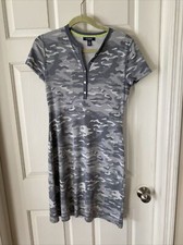 "Chaps Active " Women's Camouflage Printed Shift Dress Grey Size S EUC