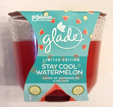 Glade Scented Candle Stay Cool Watermelon 6.8 oz Glass Jar NEW limited ed 3 Wick