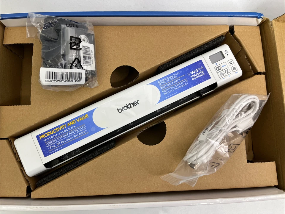 Brother DSmobile DS-820W Portable Sheet Scanner with Wireless, White Wi-Fi - Image 2 of 4