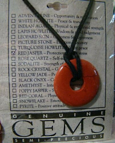 New Genuine Gems Semi-Precious Red Jasper ROUND Stone Necklace - Afbeelding 1 van 2