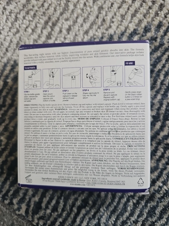 Suero nocturno de retinol reductor de arrugas de liberación rápida Kiehl's 0,3 % nuevo en caja Foto 2 de 2