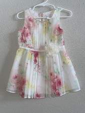 Janie and Jack Girls Rose Print Chiffon Summer Dress Floral Easter 12-18 months