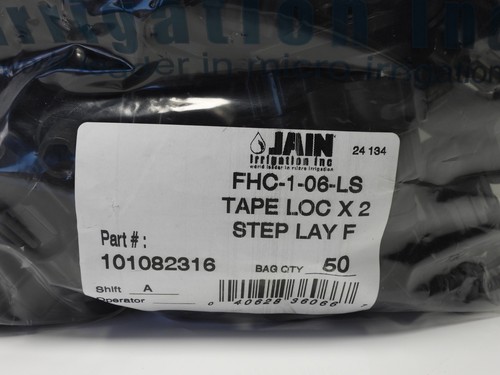 (50 pcs) JAIN 5/8" Lay Flat Drip Tape Fittings FHC-1-06-LS Tape Loc 2 Step 10108 - Picture 2 of 3