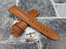 19mm Calf Leather Strap Honey Brown Watch Band OEM OMEGA Brush Buckle White R