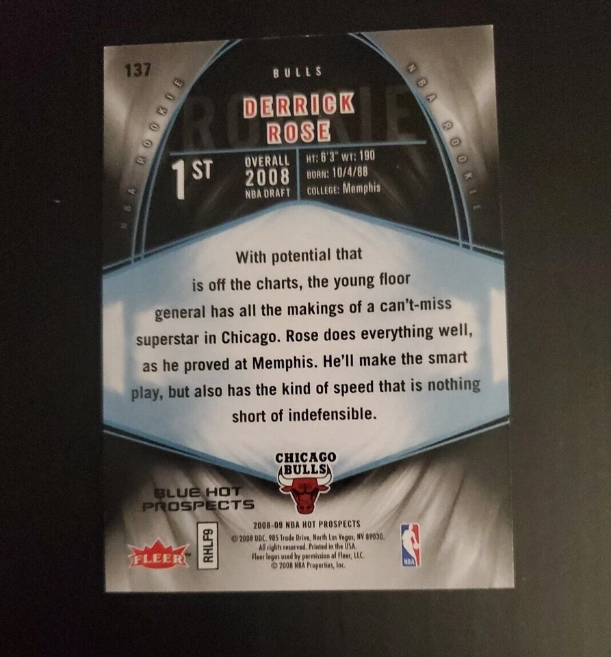 2008-09 Fleer #137 Derrick Rose Rookie Hot Prospects - Image 2 of 3