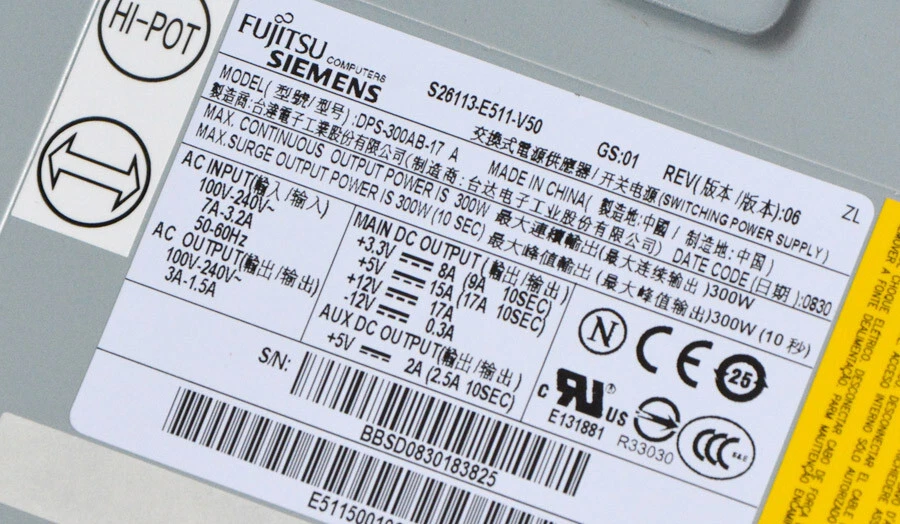300W NETZTEIL FSC FUJITSU ESPRIMO E5610 E5625 E5710 E5720 E5730 E5915 E5925 #N58 - Bild 4 von 4