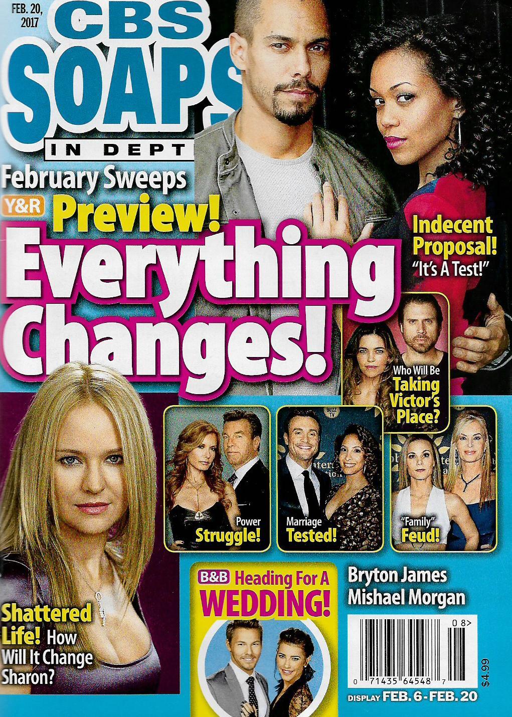 CBS Soaps In Depth February 20 2017 Bryton James Mishael Steve