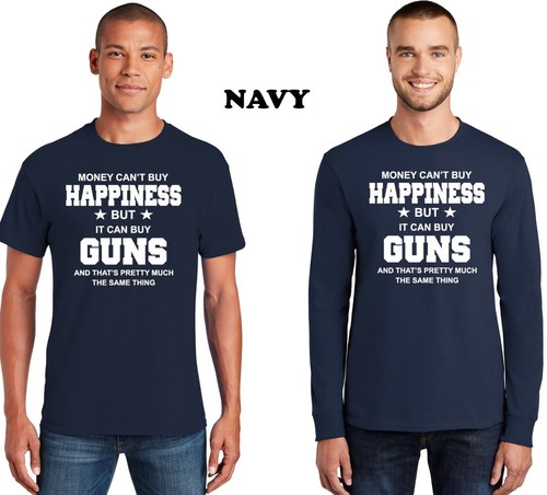 Funny 2nd Amendment Gun Rights Money Cant Buy Happiness Can Buy Gun Mens T Shirt - Picture 4 of 13