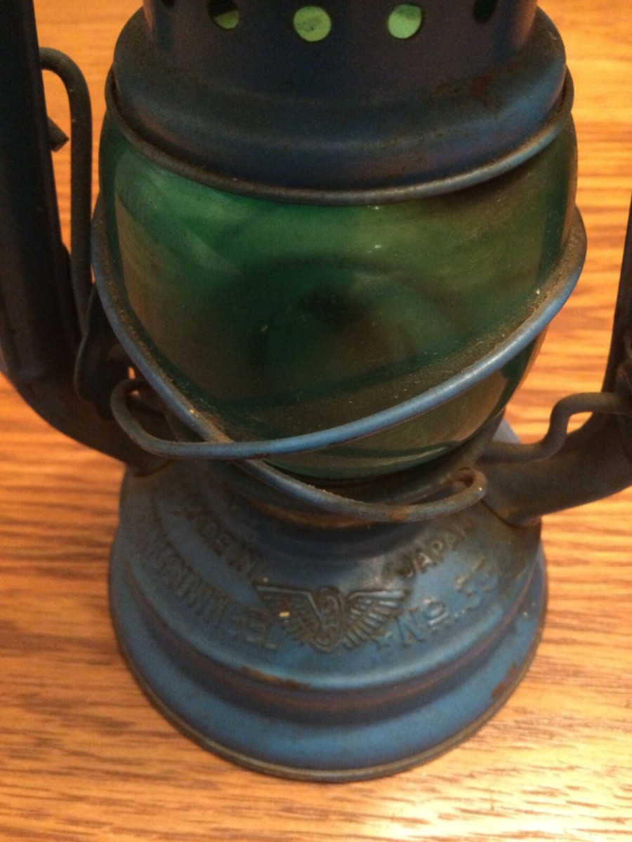 VTG 7” Blue Winged Wheel No. 350 Kerosene Lantern - Made in