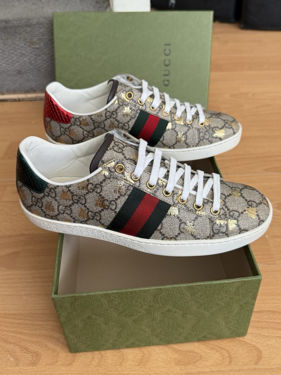 Gucci Ace GG Bee Monogram Leather Web Green Red Sneaker Trainer