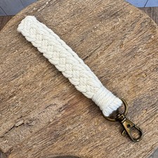 White Wristlet Purse Strap Macrame  Bag Charm Keychain Accessory NEW