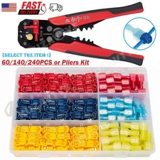 60/480PCS T-Tap Wire Connectors 22-10 AWG Quick Splice Crimp Terminals Spade Kit