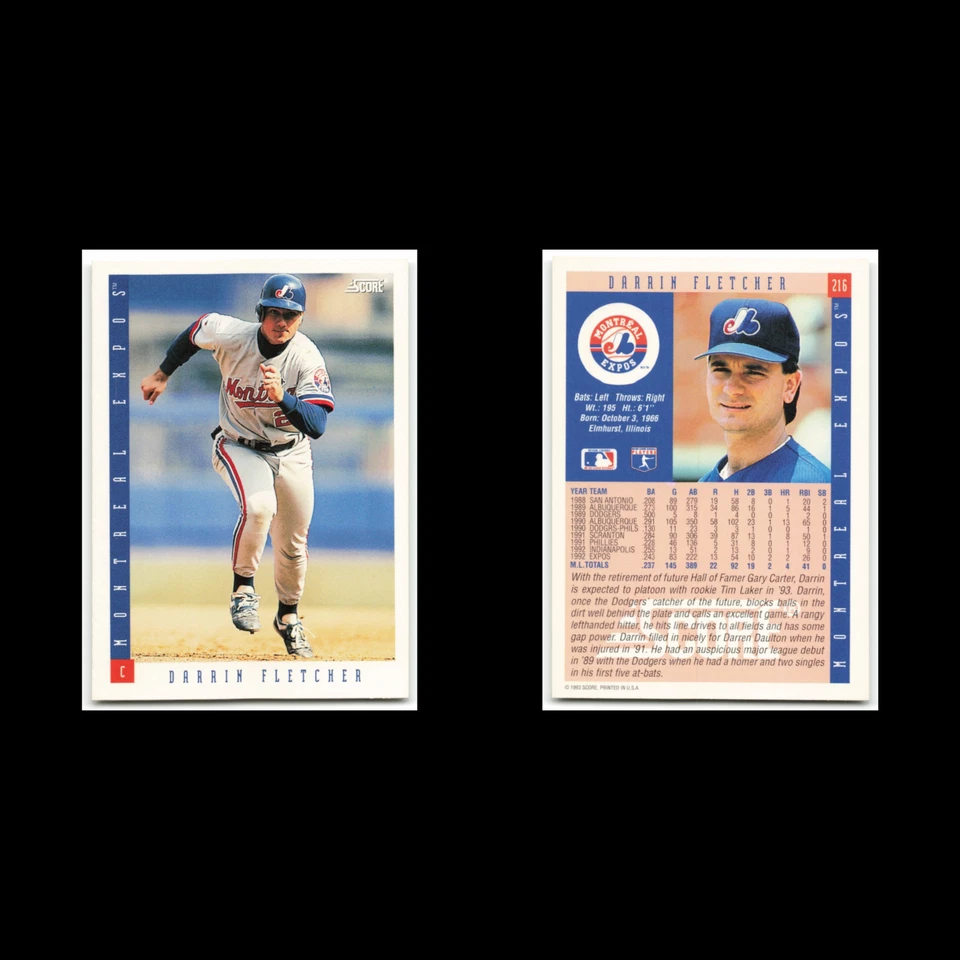 Darrin Fletcher #216 1993 Score Montreal Expos Baseball Card MLB NM - Image 3 of 3