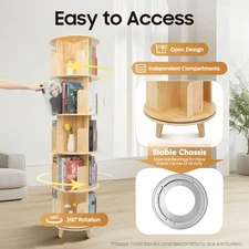 5 Tier 360 Rotating Bookshelf Bookcase Storage Shelf Freestanding Display Rack