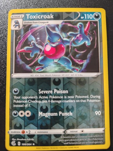 Pokemon Fusion Strike Toxicroak Reverse Rare Common Card 166/264 LP