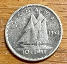 1952 GEORGE VI CANADIAN .800 FINE SILVER 10 CENTS COIN