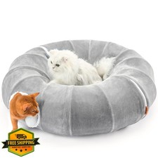 Nxwjoy Cat Tunnel Bed XL Grey 35.5in Washable Cushion Play Tube