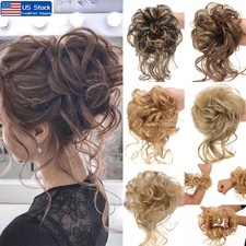 Messy Bun Hair Piece Wavy Curly Scrunchies Fluffy Donut Thick Updo Elegant USA