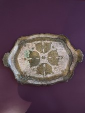 Vassoio Fiorentino da Portata Italiano in Legno Vintage Anni '50