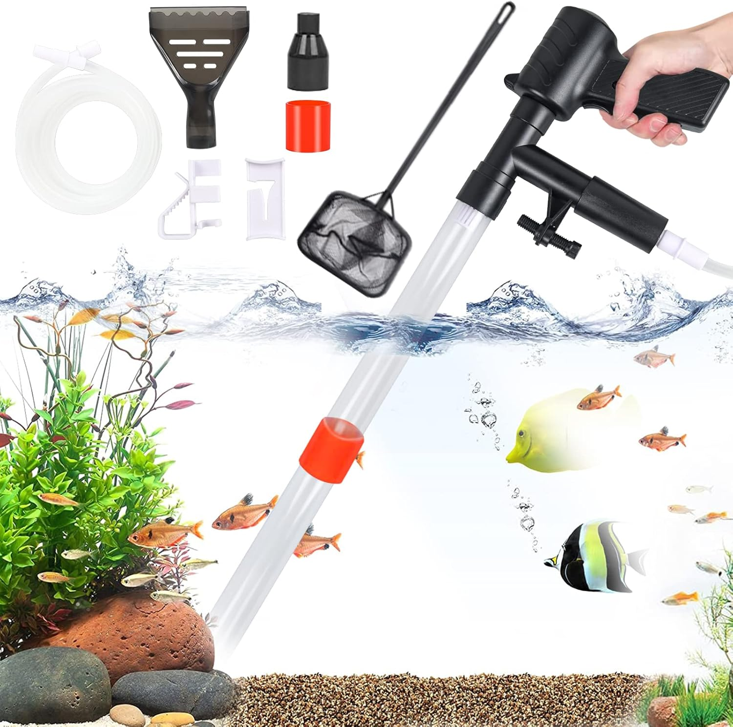 Fish Tank Aquarium Gravel Cleaner, Quick Water Changer Fish Tank Sand Vacuum Cle
