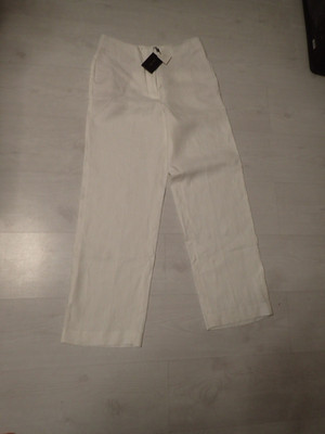 Massimo Dutti Damen Hose Leinen  weiß Gr. 38 Neu m.E.