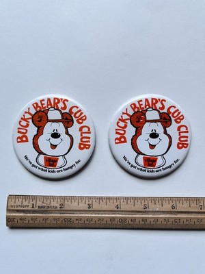 Village Inn Bucky Bear's Cub Club button pinback 3'' set of 2