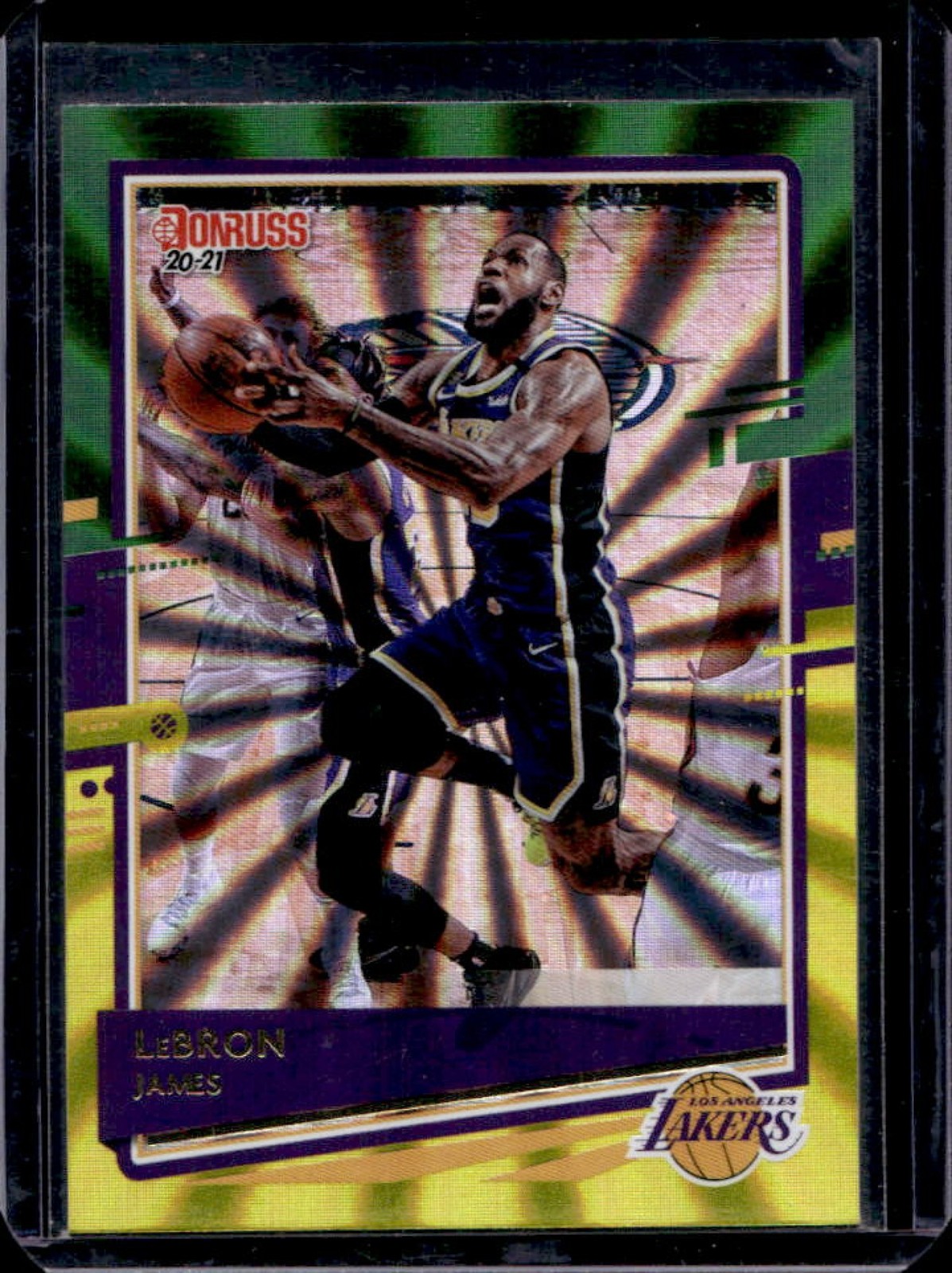 2020-21 Donruss LeBron James Holo Green and Yellow Laser #12 Lakers