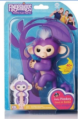 Fingerlings Interactive Baby Purple Monkey Mia WowWee Finger Toy Purple