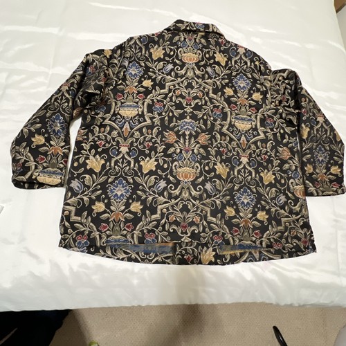 Maggie Barnes Tapestry Embroidered Blazer Black Paisley Floral Wearable Art 20 - Picture 10 of 15
