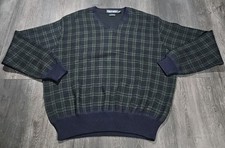 VTG Polo Golf Ralph Lauren Knit Sweater Men XL Blue Green Tartan Plaid Preppy