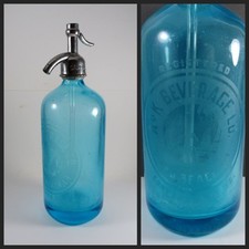 Vintage Aqua Blue Seltzer Bottle AK Beverage Co Long Beach NY, Czechoslovakia