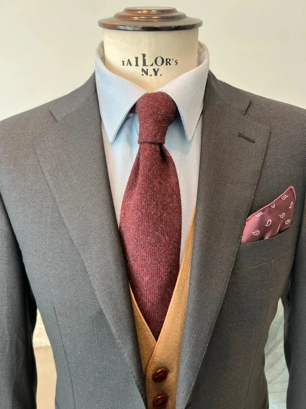 CANALI Blazer/Saco De Sastre Para Hombre 100% Lana Virgen Peinada Gris 46 - Imagen 2 de 4